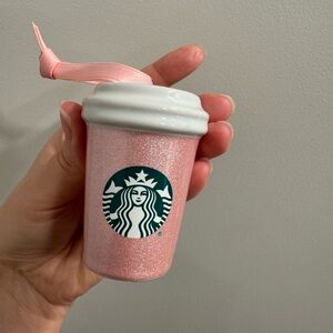 Starbucks Pink Sparkly Ceramic Holiday Ornament